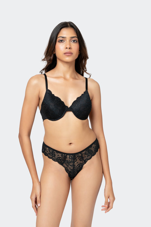 Bloom Bra and Brief Set, Black