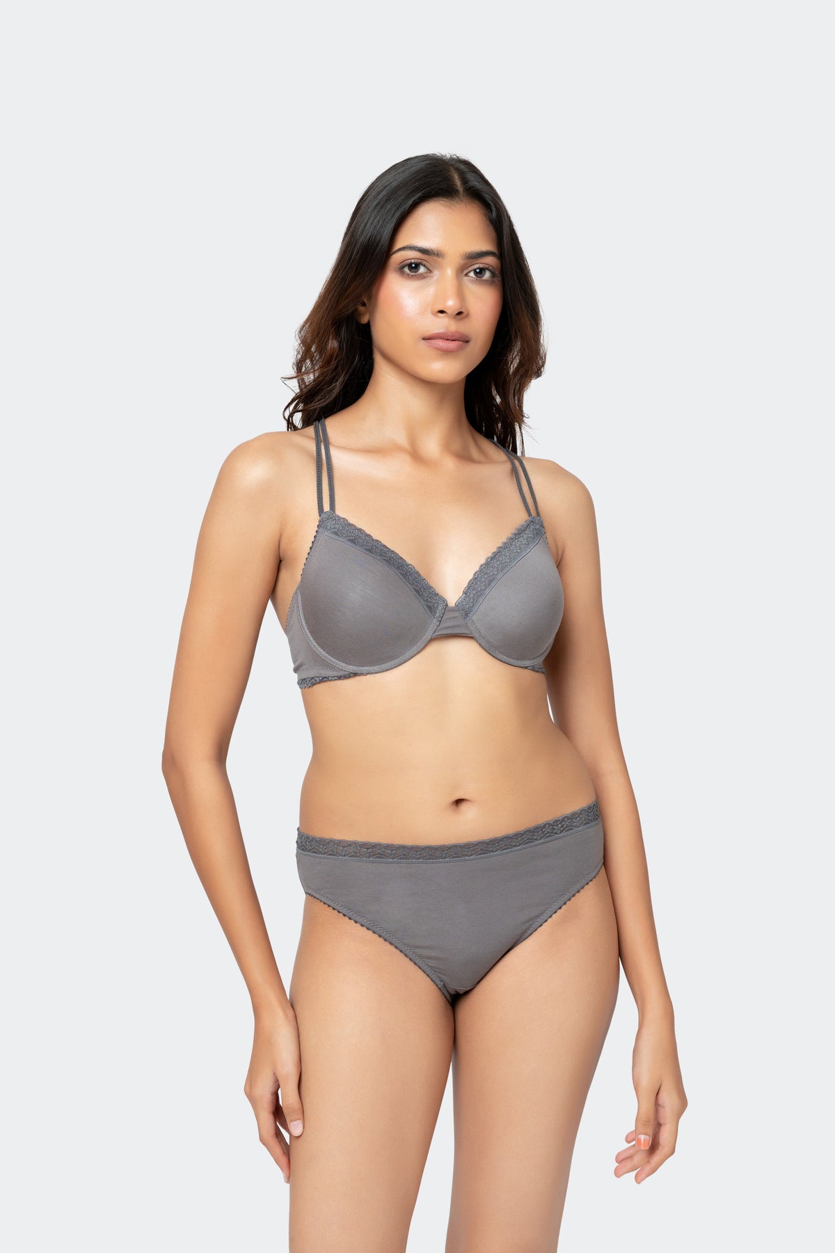 Iris Bra and Brief Set, Dark Slate
